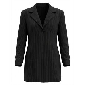 DBY Vintage Pinstripe Blazer Dress Longline Jacket Black White Womens Size 11